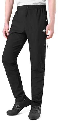 INBIKE Fahrad Hose Herren Lang Fahrradhose Sommer Fahrradbekleidung Rennrad MTB Jogging Radhose Radlerhose Reißverschluss Tasche Schwarz L