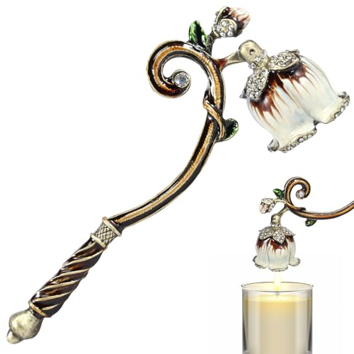 LYIYEYAN Retro Candle Snuffer with Long Handle, Elegant Flower Shape Decorative Candle Extinguisher, Metal Candlesnuffer for Safely Putting Out Candle Flame (Style 6)