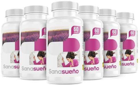 Melatonina – Melatonina 1,9 mg,Valeriana,Pasiflora,Espino Blanco,Melissa y Amapola de California - Sanasueño-Suplemento para Dormir - Favorece el Descanso [Acción Rápida]- SANACAPS (6 Botes)