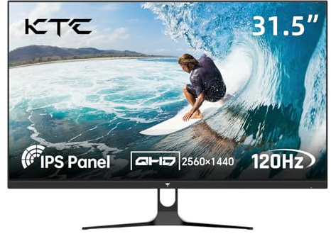 KTC Monitor 32 Pulgadas QHD | 2K@120Hz (OC) | Blanco | Panel IPS | ΔE＜2, 99% sRGB, 85% DCI-P3 | VESA 100×100 | Luz Azul Reducida | HDR10 | HDMI, DP | Monitor PC para Oficina, Diseño, Estudio y Ocio