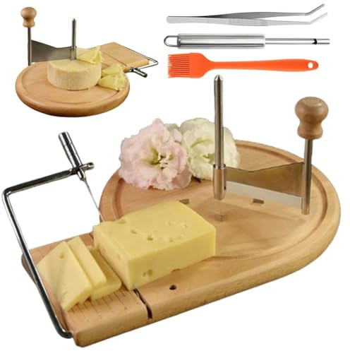Cheese Curler Wheel,Cheese Curler Flower Maker Wheel Slicer with Lid,Cheeses Flower Shaver,Handheld Rotary Stainless Cutter Steel Blade & Wooden Base,Slicerv Manual for Chocolate Pcheese Charcuterie