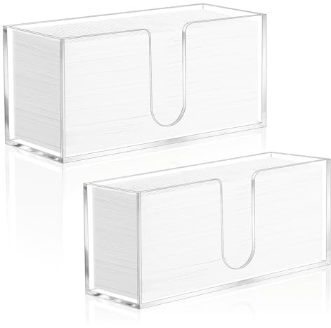 2PACK Paper Towel Holder, Countertop Paper Towel Dispenser Bathroom Paper Hand Towels Dispensers Clear Acrylic Napkin Holder Suitable for Z-fold, C-fold or MultiFold Trifold for Bathroom Kitchen