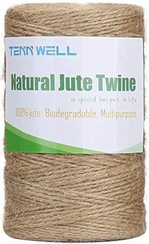 tenn well 1.2mm Jute Garden String, 200m Long Natural Jute Twine Brown String for Gift Wrapping, Gardening Floristry and Crafts Decoration