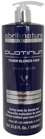 abril et nature - Platinum Mascarilla Profesional - Para Cabellos Rubios, Decolorados, con Mechas y/o con Canas - Matizador Violeta - Preserva el Brillo y Color - Anti Amarillos - 1000 ml