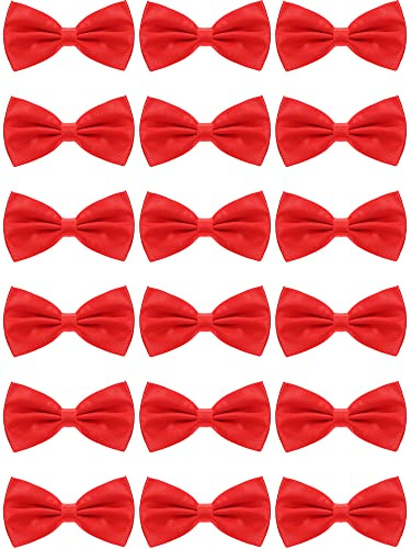 Lot de 24 nœuds papillon pour homme en satin avec bande de cou réglable, Rouge, taille unique