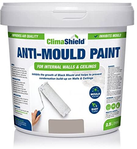 SmartSeal Anti Mould Paint - 2.5 Litres - For Bathroom, Kitchen and Bedroom Walls & Ceilings. Ultimate Protection Against Dangerous Mould - 5yr Mould Resistance - Mountain Stone Finish
