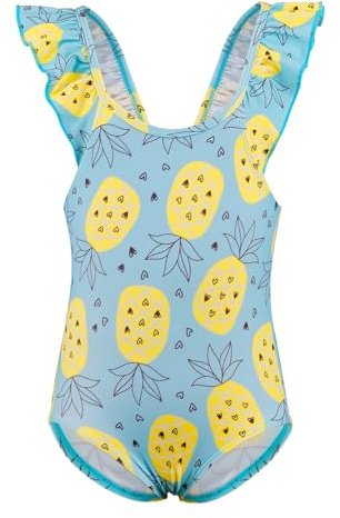 TIZAX Bañador Natación para Niñas Pequeños Traje de Baño Una Pieza Niñas Bañadores con Volantes de Secado Rápido Ropa de Playa Piscina Piña 2 años