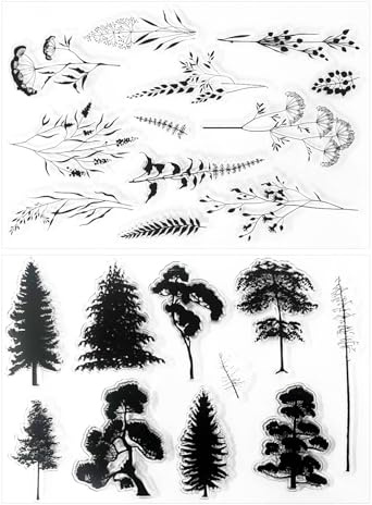 2 stycken gör-det-själv-stämplar, blommor och djungelstämplar, transparenta silikonstämplar, handbokstämplar, scrapbook-hantverk, lämplig för scrapbooking och fotoalbumdekoration