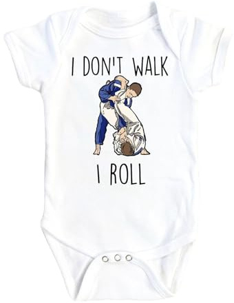 NOFO VIBES Jiu Jitsu Roll Gi - Baby Boy Girl Clothes Infant Bodysuit Funny Cute Compatible with Newborn (Size: 6-9M Compatible with White Long Sleeve)