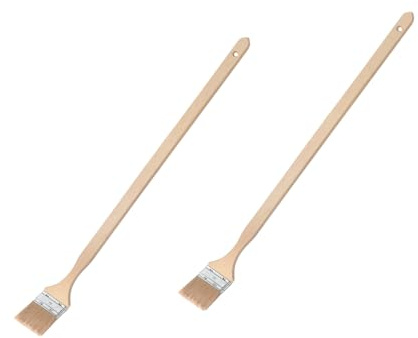2X Handelskönig Fassadenpinsel 9. Stärke Pinsel mit extra langem Stiel (80 cm) Eckpinsel Flachpinsel Naturborste 80 mm rostbeständige Zwinge