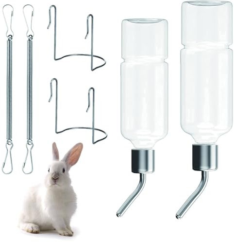 WORUIB 2 Pcs Rabbit Water Bottle, Guinea Pig Water Bottle, Pet Hanging Water Bottles, 180ml Capacity, for Rabbits, Guinea Pigs, Hamsters, Chinchillas
