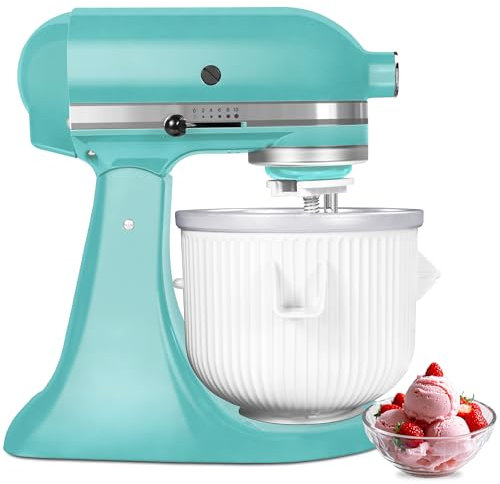 Ice Cream Maker Attachment for KitchenAid Stand Mixer, Kithcen aid Ice Cream Maker Attachment - Compatible with 4.5 QT and Larger Stand Mixers, 2-Quart Frozen Ice Cream Bowl for Homemade Frozen Treats