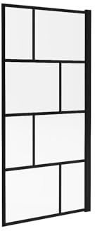 Vente-unique - Mampara de bañera Rivanon - L 90cm x A 0.5cm x H 140cm - aluminio - negro