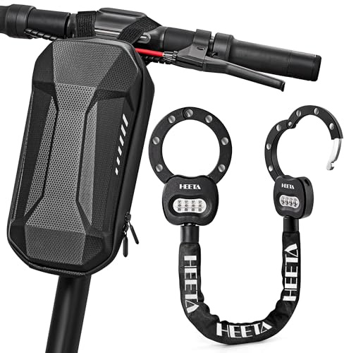 HEETA E skoter, lås kombinationslås med ficka, 8 mm cykellås, hög säkerhet, e skoterlås, handbojlås, kedjelås cykel tillbehör cykellås för elscooter cyklar motorcykel