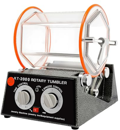 Tambour de polissage pour bijoux 150 W - Polisseuse rotative avec 5 commandes de vitesse et minuterie pour or, argent, pièces de cuivre et usine