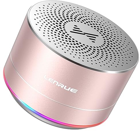 LENRUE A2 Portable Wireless Bluetooth Speaker with Lights and Lanyard,5W Mini Small Metal Speakers Bluetooth 5.0/Aux-in for iPhone Android Home Outdoor, Gifts for Women/Girls