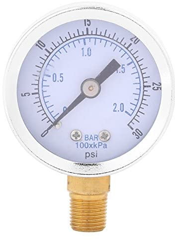 Walfront Pressure Gauge 0-30psi/2bar, 1/8 BSPT, Dual Scale, Compact, Metal Case