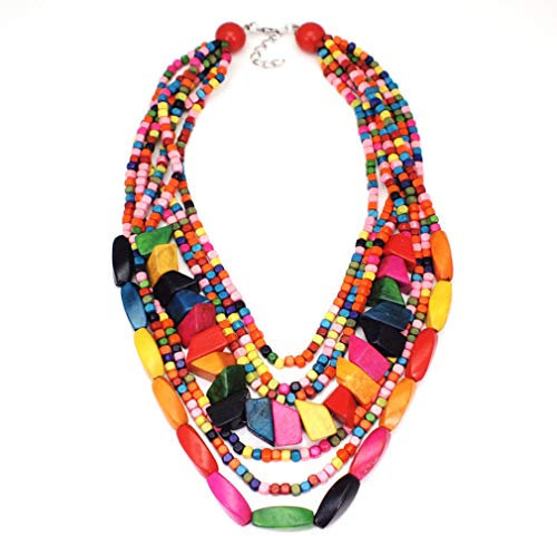 YAZILIND Multi Layer Statement Halskette Bunte Perlen Kragen Bib Soiree Halskette für Frauen Geschenk