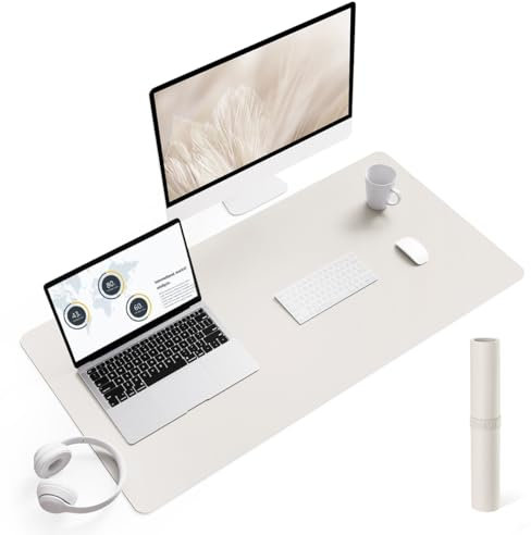 YSAGi Schreibtischunterlage, Mauspad mit Leder und Rutchfeste Wildleder, Multifunktionales Office Mousepad Laptop Schreibunterlage, Tisch-Schutz Unterlage für Büro/Home-Office (Grau, 90x43cm)