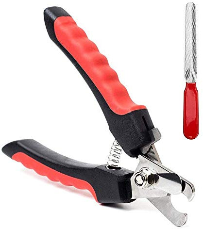 Profi Krallenschere für Hunde, Katzen und Kleintiere Krallenpflege mit Edelstahlklingen Sicherem Abstandshalter + Krallenfeile - für Große & Mittelgroße Hunde & Katze in Tiersalon