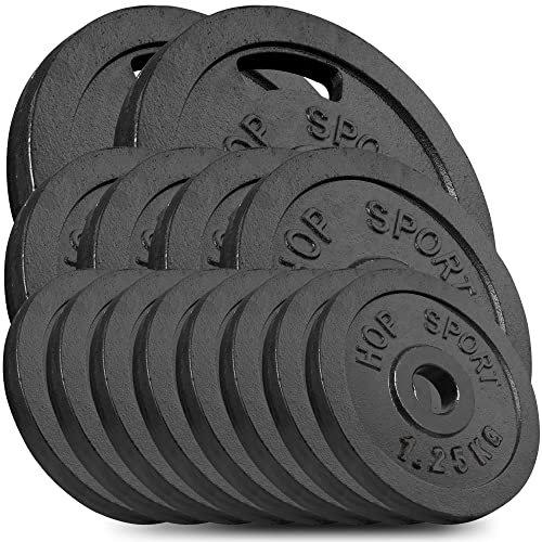 Hop-Sport 30 kg Gusseisen Hantelscheiben 30mm - Guss Gewichte Hantel Sets zur Auswahl: 2x15 kg / 2x5 kg+2x10 kg / 4x2,5kg+4x5kg / 8x1,25kg+4x2,5+kg+2x5kg - 30/31 mm Bohrung (8x1,25kg+4x2,5 kg+2x5kg)