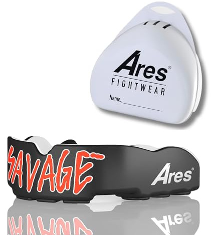 Ares Fightwear® Paradenti Slim Fit per Boxe con Scatola di Conservazione per Sport da Combattimento, MMA e Atleti | Massima Protezione Dentale grazie all'Adattabilità Ottimale | Mouthguard
