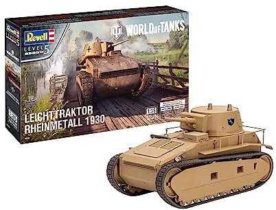 Revell Modellbyggsats lätttraktor Rheinmetall 1930 I Officiell World of Tanks Licensierad produkt I Bonuskod för World of Tanks I Detaljerad kopia I Dekaler WOT-Stile I skala 1:35
