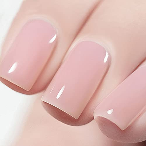 Vishine Jelly Gel Nail Polish - Nude Pink, 15ML Translucent, UV LED Gel Nail Polish, Bright and Milky Color, Home DIY Manicure, #01