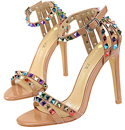Scarpe da Donna Sandali con Tacco a Spillo con Tacco Alto e Cinturino alla Caviglia colorato per la Festa in Discoteca Regalo di Compleanno Altezza Tacco 11 cm