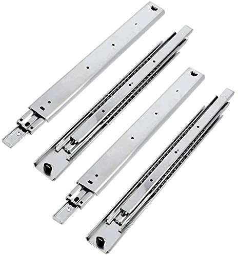 GTV - Set de Guias Correderas para Cajones de Extracción Total 53.9 x 650 mm, Acero Galvanizado de 2 mm, Correderas Telescopicas, Rieles Cajones Soporta hasta 100 kg, Rieles para Cajones - 4 Piezas