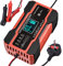 Chargeur de Batterie Voiture 10A 12V/24V avec 7 Niveaux de Charge et Écran LCD Chargeur Intelligent Réparation Voiture Moto Tondeuse Gel AGM et Batterie au plomb-acide