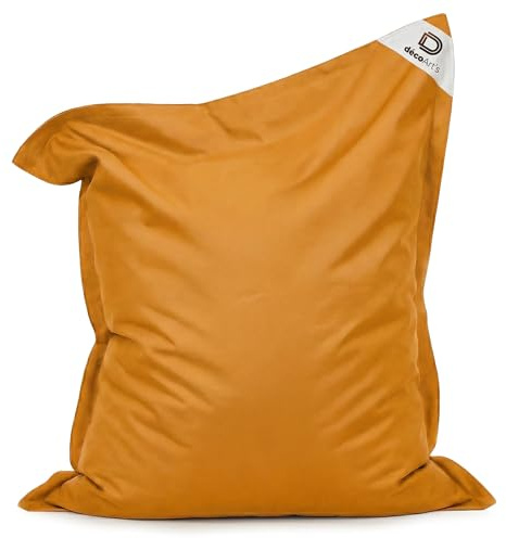 deco arts Pouf Géant XXL Intérieur et Extérieur, Déhoussable, Salon, Jardin, Jaune Miel