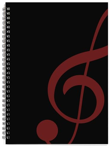 MAXCURY Tomt ark musikkomposition manuskript personal papperskonst musik anteckningsbok svart 100 sidor 26 x 19 cm (svart/fuchsia)