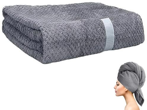 ZEACCT 1 Stück Turban Handtuch mit Knopf, Haarturban Handtuch mit Elastischem Band, Microfaser Handtuch für die Haare, Handtuch Schnelltrocknend, für Lange und Dichte Haare, für Alle Haartypen