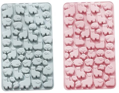 Zerodeko Alpaca Silicone Baking Mold and Chocolate Candy Mold Set, 2pcs Blue and Pink, Nonstick Food-Grade Silicone for DIY Homemade Sweets and Chocolate Making