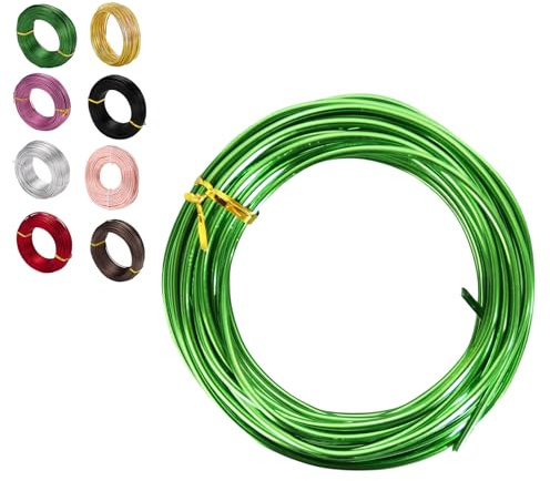 Aisszhao 9 Gauge Aluminum Craft Wire, 3mm x 50 Ft/15m Green