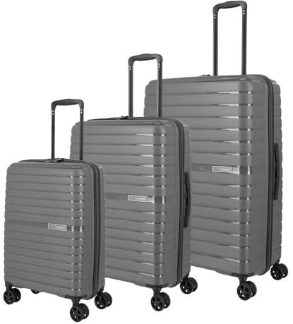 Travelite 4-Rad Koffer Set 3 teilig Größen L/M/S, Gepäck Serie TRIENT: Hartschalen Trolleys mit TSA Kombinationsschloss (Handgepäck Koffer ohne TSA)