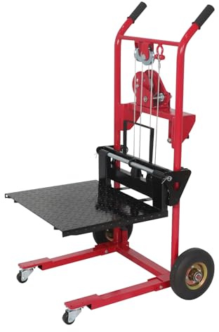 Aequanta Material Lift Winch Stacker,440 lbs Capacity Manual Pallet Stacker 35.4 Lift Height 18.1 Fork Length, Pallet Jack Truck Dolly
