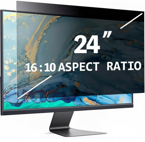 24 Zoll 16:10 Monitor Sichtschutzfilter, Anti-Blaulicht & Blendfrei, Abnehmbarer Privacy Screen Bildschirmschutzfolie, Kompatibel mit HP, Samsung, Dell, Lenovo, Acer, ASUS, LG, ViewSonic u.a.