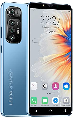 MsMga Cheap Mobile phone, 16GB ROM (Scalable to 128GB), 5.0 inch IPS Display, Android 9.0 OS, Dual SIM Dual Cameras，Face ID Unlock Cell Phones (M10Plus-Blue)