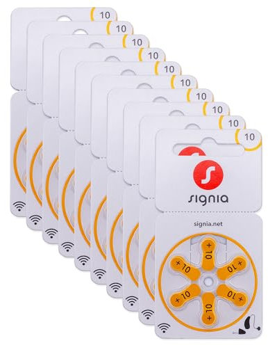 Siemens-Signia Hörgerätebatterien Typ 10 Gelb, Batterien für Hörgeräte 120 Stück Vorratspack, Made in Germany, inkl. GRATIS Reinigungstuch, Wireless Approved, quecksilberfrei