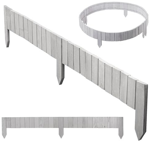 KADAX Bordo per Prato in Legno Flessibile, 114 x 10 cm, Bordatura per Aiuole, Recinzione da Giardino Flessibile (Bianco)