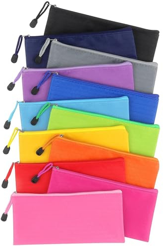 Lot de 12 porte-documents étanches - Porte-documents à fermeture éclair - Avec fermeture éclair - Avec fermeture éclair - Format A6 (23 x 11,5 cm)