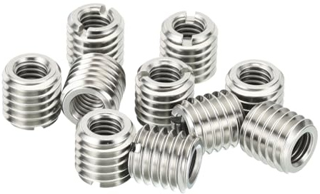 HiPicco 10 Pcs Thread Adapter Sleeve Reducing Nut, M8 x 1.25 Male to M4 x 0.7 Female Thread Stainless Steel Repair Insert Nut Screw 10mm Length Reducer Conversion Fastener