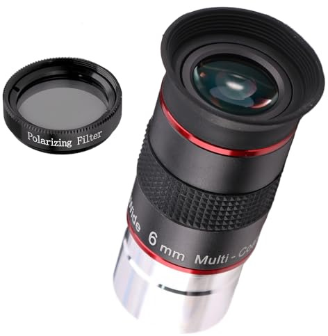 Starboosa 6mm 68° Ultra Wide-Angle Telescope Eyepiece with Polarizing Filter — Upgraded HD Fully Multi-Coated Optics — Long Eye Relief & All-Metal Build — 1.25 Eyepiece Set for Planetary Observation