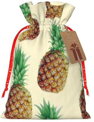 Bolsas de regalo con cordón de Navidad con estampado de piñas, saco festivo de Navidad, fiesta de cumpleaños, embalaje de regalo
