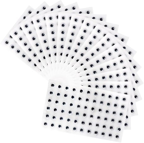 TOAOB 15 Sheets 6mm Googly Eyes Stickers Self Adhesive Wiggle Eyes Plastic Craft Sticker Eye for DIY Crafts Scrapbooking Decoration