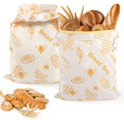 Bolsas de pan de cera de abejas, 2 unidades de 43 x 31 cm, bolsas de pan reutilizables con cera de abejas para guardar el pan y mantener frescos, bolsas de pan para pan casero y productos horneados