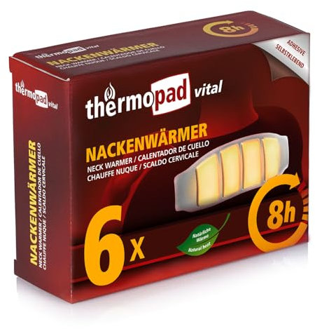 THERMOPAD Nackenwärmer – DAS ORIGINAL: 6x Wärmepflaster für 8 Stunden Wärme I Sofort einsatzbereite Wärmeauflage mit extra warmen Heatpads – Heizkissen als Schulterwärmer oder Nierenwärmer