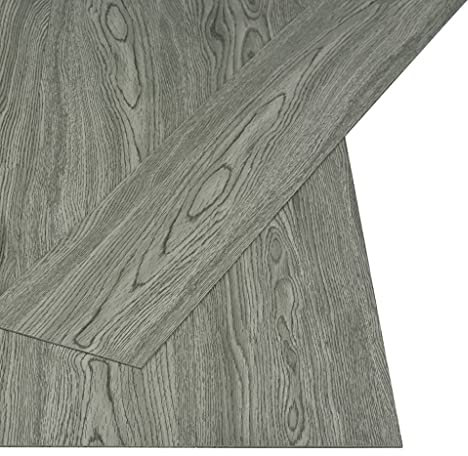 vidaXL Self-Adhesive PVC Grey Flooring Planks, Mimicking Natural Wood, Antistatic, Allergy, 3mm Thick, Suitable for Solid and Even Surfaces